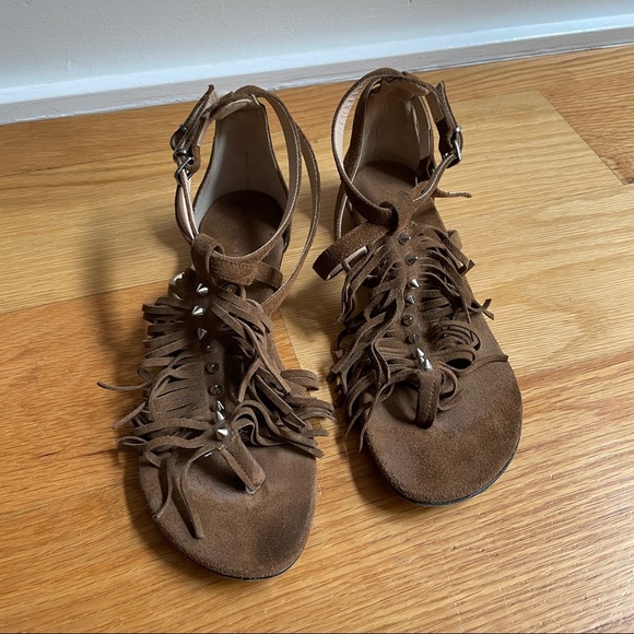 Barbar Bui Gladiador Suede Fringe Spiked Sandals - Picture 10 of 11